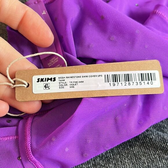 NWT SKIMS Mesh Rhinestone Cover Up Tank - Violet XXS - Picture 4 of 5